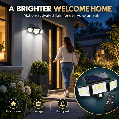 🔥 49% OFF — Solar Outdoor Motion Sensor Light with Remote Control