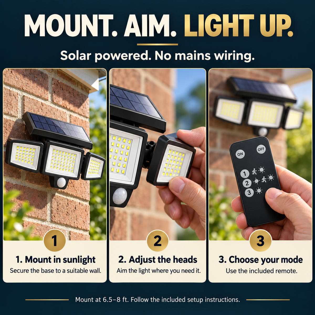 🔥 49% OFF — Solar Outdoor Motion Sensor Light with Remote Control