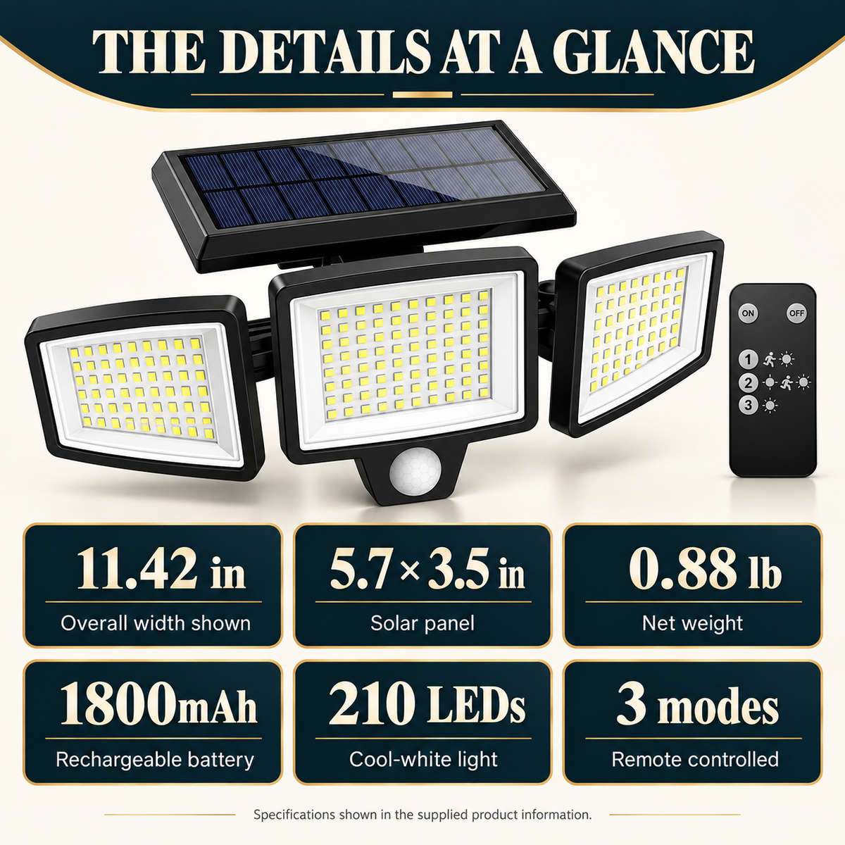 🔥 49% OFF — Solar Outdoor Motion Sensor Light with Remote Control
