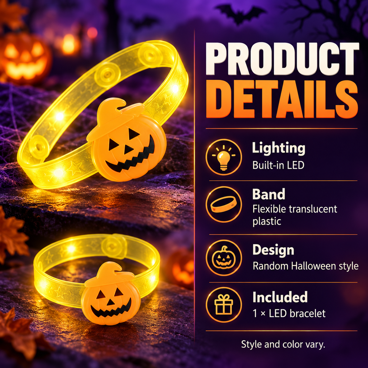 🎃 Light Up Their Halloween — Kids’ LED Glow Bracelet 👻