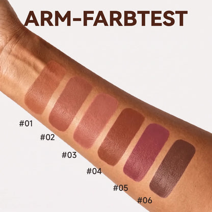 6-teiliges Set lang anhaltender, matter, brauner Lippenstift