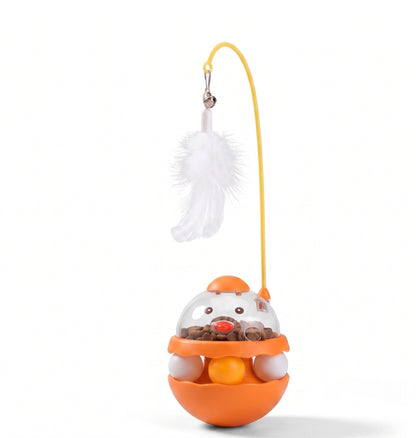 Tumbler Cat Feather Toy with Treat Dispenser