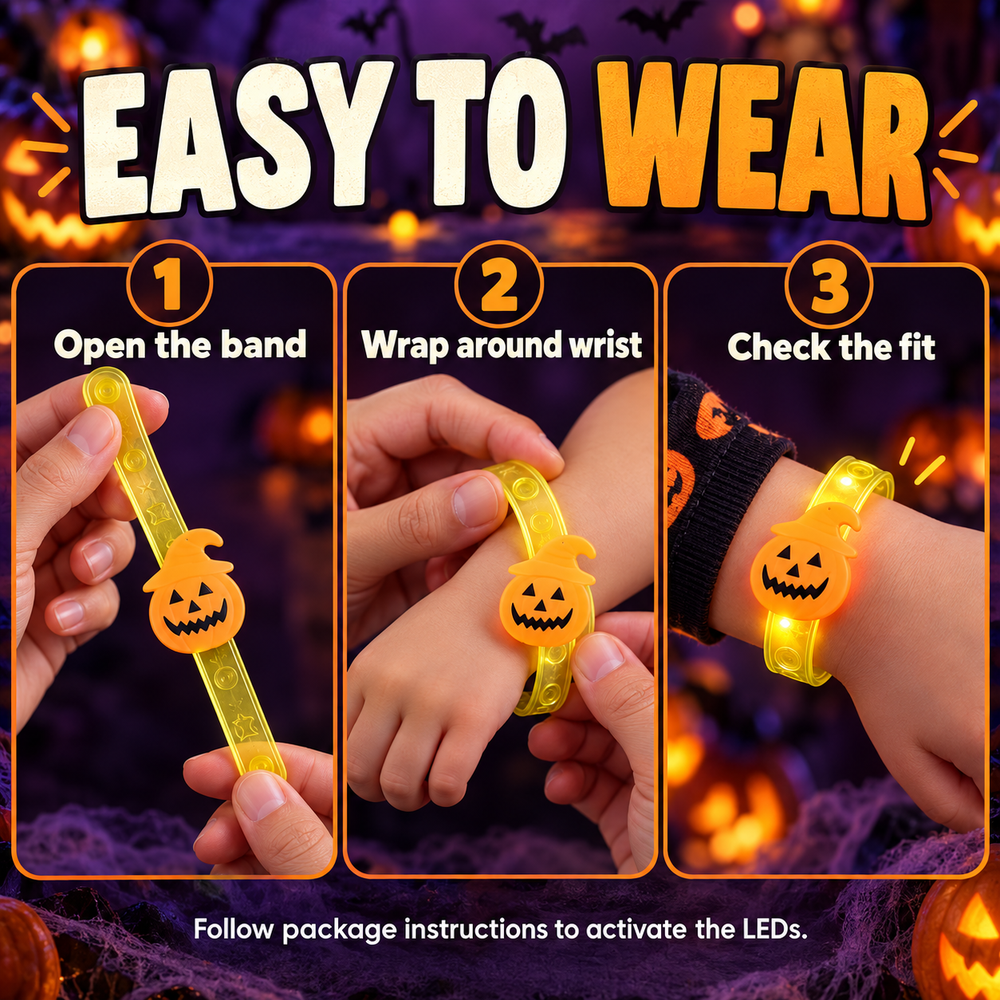 Wearing guide: open the band, wrap around the wrist, and check the fit