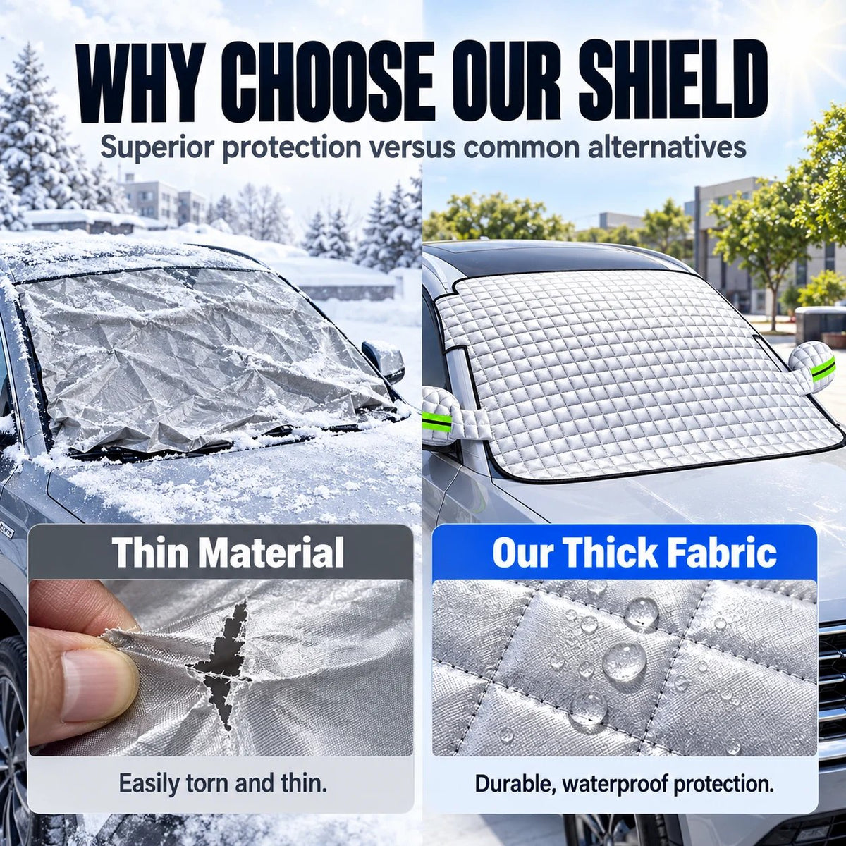 ❄️ Windshield Snow Cover – Less Scraping in Winter, Shade in Summer